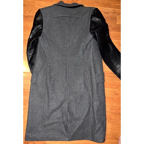 Alexander Wang 'Anthracite' Wool Blend with Croc Sleeves Grey Coat - Picture 8 of 9